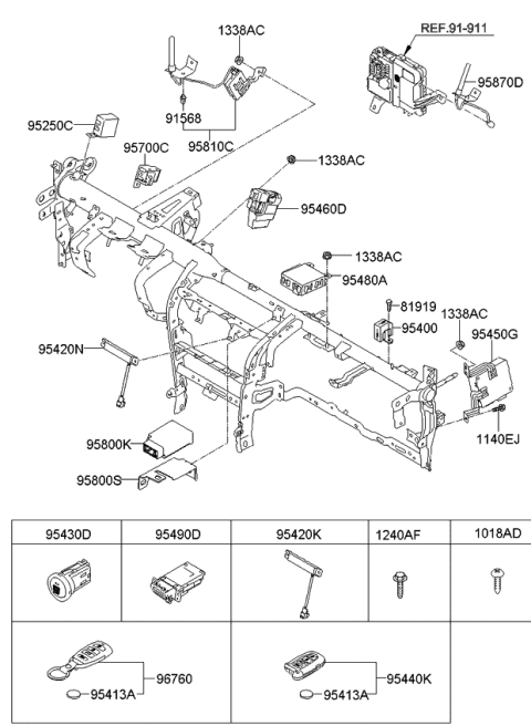 2008 Kia Borrego Buzzer Assembly-Piezo Diagram for 957002J500