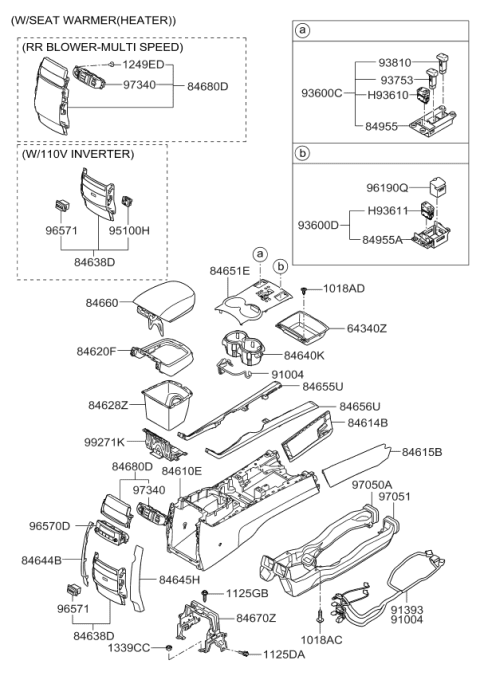 2009 Kia Borrego Console Armrest Assembly Diagram for 846602J000H9