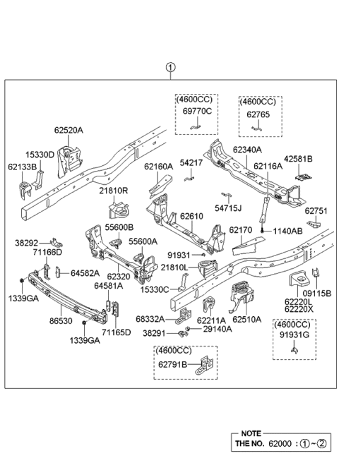 2012 Kia Borrego Hanger Diagram for 627642J050