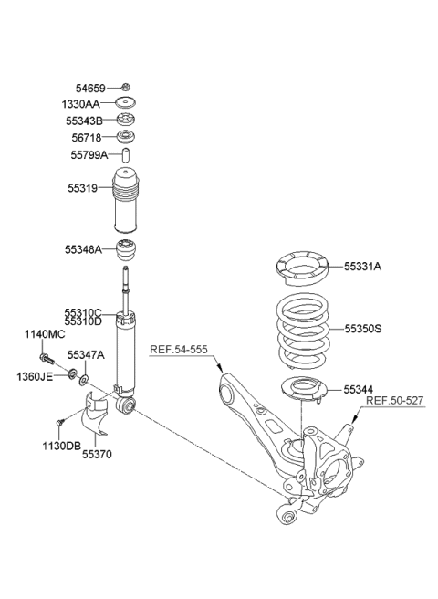 2010 Kia Borrego Rear Urethane Bumper Diagram for 553482J000