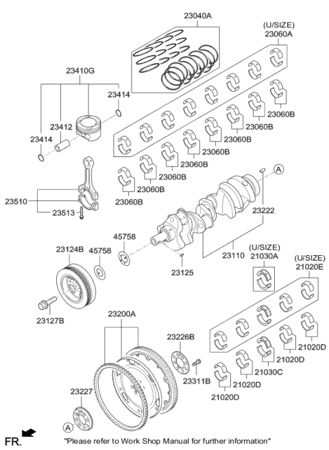 2009 Kia Borrego Bearing Pair Set-Crank shaft Diagram for 210203F391