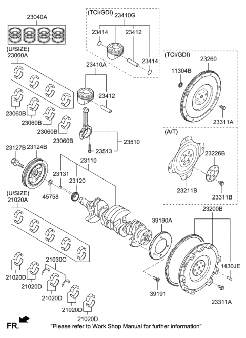 2018 Kia Soul Bearing Pair Set-Crank shaft Diagram for 210302B700