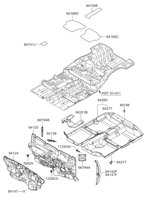 2011 Kia Rio Isolation Pad & Floor Covering - Diagram 1