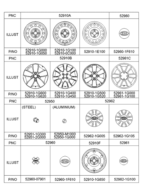 2009 Kia Rio Wheel Assembly-Aluminum Diagram for 529101G500