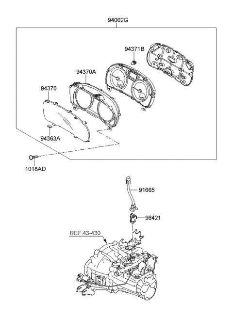 2011 Kia Rio Cluster Assembly-Instrument Diagram for 940041G230