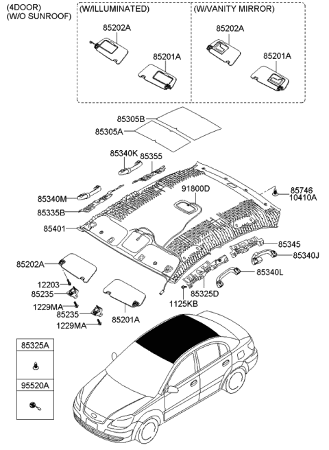 2006 Kia Rio Handle Assembly-Roof Assembly Diagram for 853401G051LX