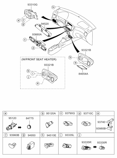 2006 Kia Rio Switch Assembly-Front Fog Lamp Diagram for 937401G002JBZ