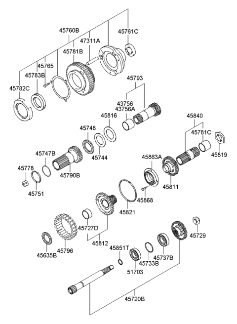 2011 Kia Rio Carrier Assembly-Planet Diagram for 4576022800