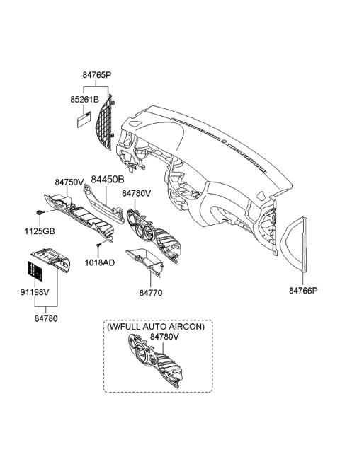 2010 Kia Rio Panel Assembly-Lower Crash Pad Diagram for 847501G501XI