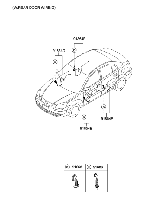 2009 Kia Rio Grommet Assembly-Wiring Diagram for 919811G500