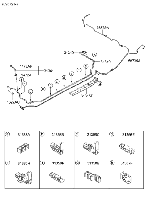 2006 Kia Rio Holder-Fuel Tube Diagram for 313561G000