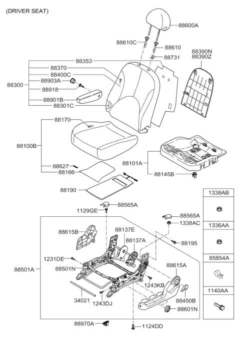 2007 Kia Rio Back Assembly-Front Seat,LH Diagram for 883001G261AGJ