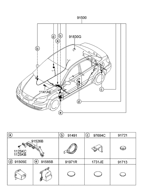 2008 Kia Rio Wiring Assembly-Floor Diagram for 915101G443