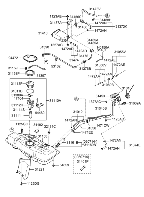 2006 Kia Rio Fuel Pump Complete Diagram for 311101G500