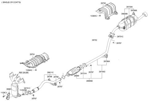 2006 Kia Rio Center Muffler Assembly Diagram for 287001G410