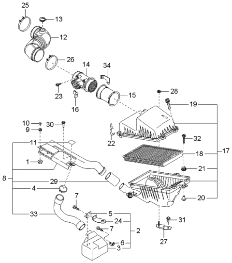 2003 Kia Spectra Chamber Assembly-Res Diagram for 0K2NC1318X