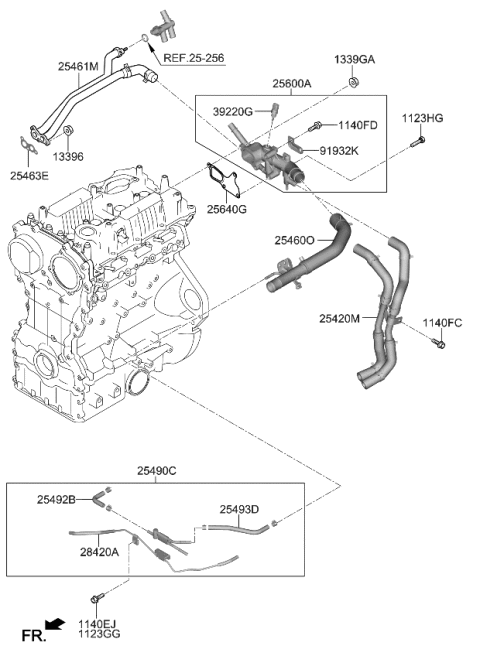 2020 Kia Stinger Pipe Assembly-Heater Diagram for 254702CTC0