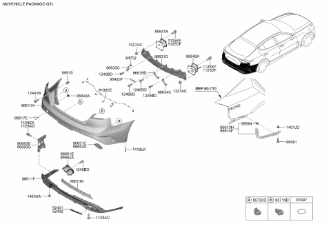 2021 Kia Stinger Trim Assembly-Tail,LH Diagram for 86661J5300