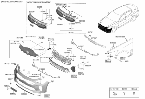 2021 Kia Stinger Cap-Front Hook Diagram for 86517J5000