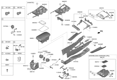 2018 Kia Stinger Cover Assembly-Console U Diagram for 84650J5530CK3
