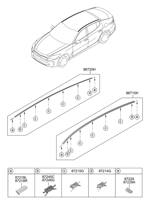 2018 Kia Stinger MOULDING Assembly-Roof,R Diagram for 87240J5000