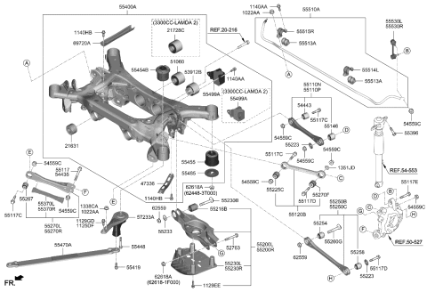 2021 Kia Stinger Damper Assembly-Rear Dynamic Diagram for 55499J5200