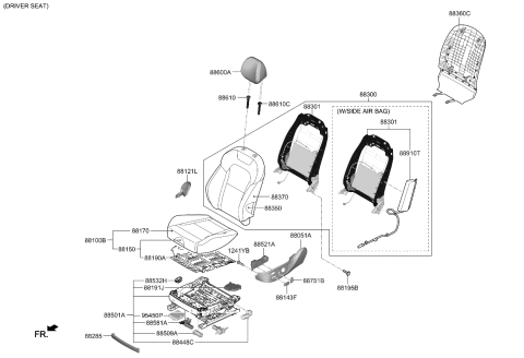 2020 Kia Stinger Frame Assembly-Fr Seat B Diagram for 88310J5740