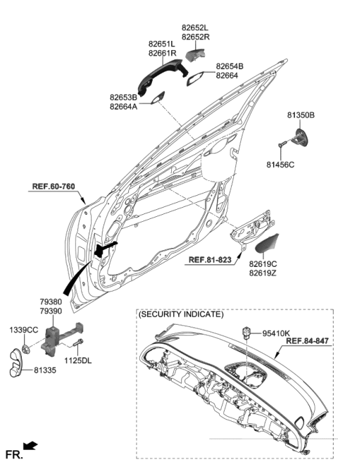 2019 Kia Stinger Pad-Door Outside Handle Diagram for 82664J5000