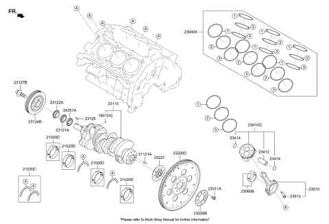 2019 Kia Stinger Bearing Pair Set-Crank shaft Diagram for 210203C421