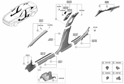 2020 Kia Stinger Trim Assembly-Rear Pillar Diagram for 85860J5000WK