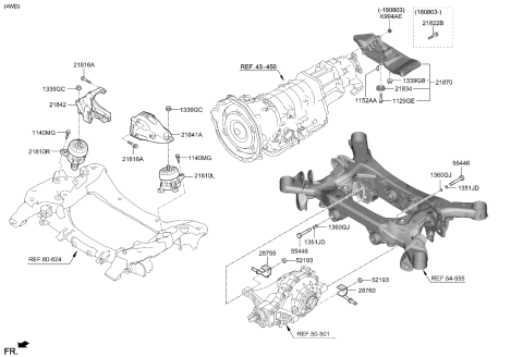 2020 Kia Stinger Engine Mounting Bracket Assembly, Right Diagram for 21840J5600