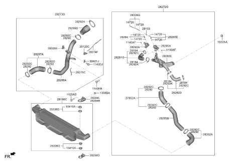 2019 Kia Stinger Pipe-I/COOLER Inlet Diagram for 282853L200