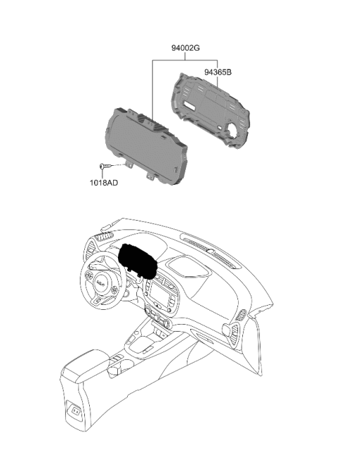 2024 Kia Soul CLUSTER ASSY-INSTRUM Diagram for 94023K0000