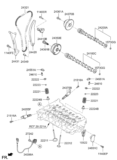 2024 Kia Soul Camshaft Assembly-Exhaust Diagram for 242002E074