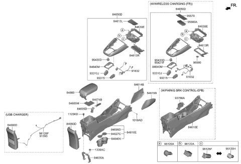 2023 Kia Soul Tray-Floor Console Diagram for 84632K0000