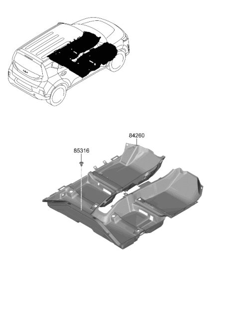 2023 Kia Soul CARPET ASSY-FLOOR Diagram for 84260K0220WK