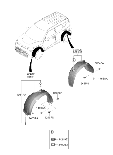 2024 Kia Soul GUARD ASSY-FRONT WHE Diagram for 86811K0500