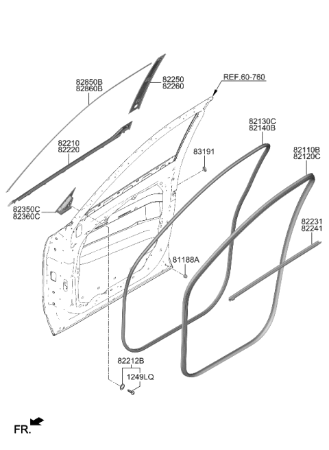 2024 Kia Telluride Moulding-Front Door Diagram