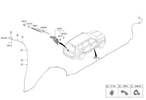 2024 Kia Telluride Rear Wiper & Washer Diagram