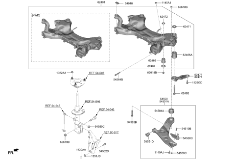 2024 Kia Telluride Front Suspension Crossmember Diagram