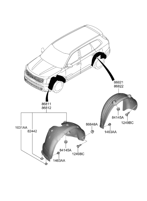 2024 Kia Telluride Wheel Guard Diagram