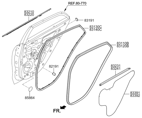 2022 Kia Rio Rear Door Moulding Diagram