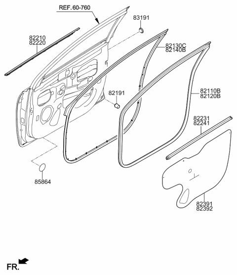 2022 Kia Rio Moulding-Front Door Diagram