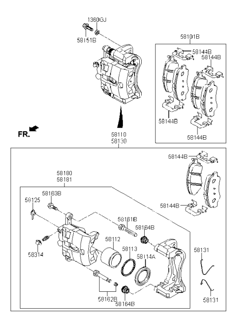 2021 Kia Rio Brake-Front Wheel Diagram