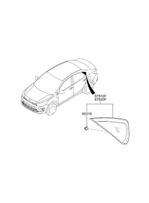 2021 Kia Rio Quarter Window Diagram