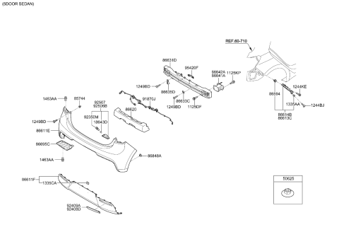 2023 Kia Rio Bracket Assembly-Rear Bumper Diagram for 86614H9000