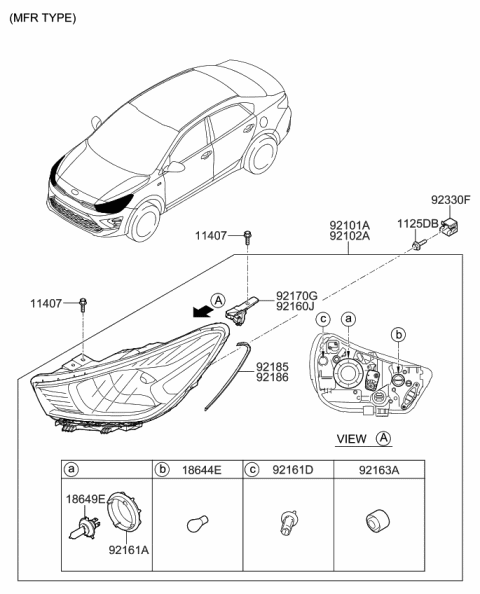 2022 Kia Rio Head Lamp Diagram 1