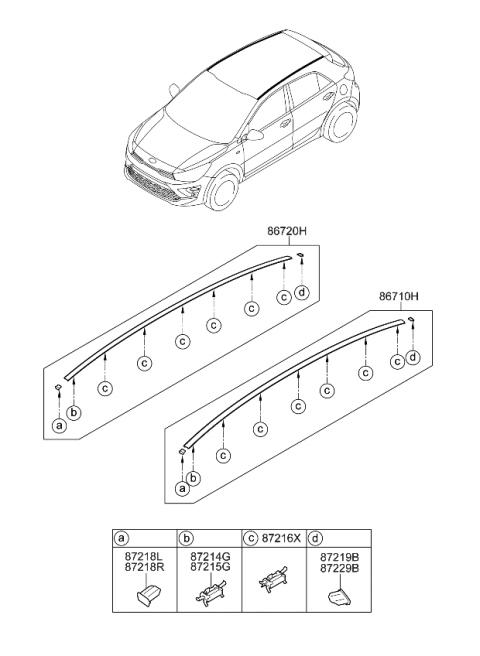2023 Kia Rio MOULDING Assembly-Roof,L Diagram for 87230H9200