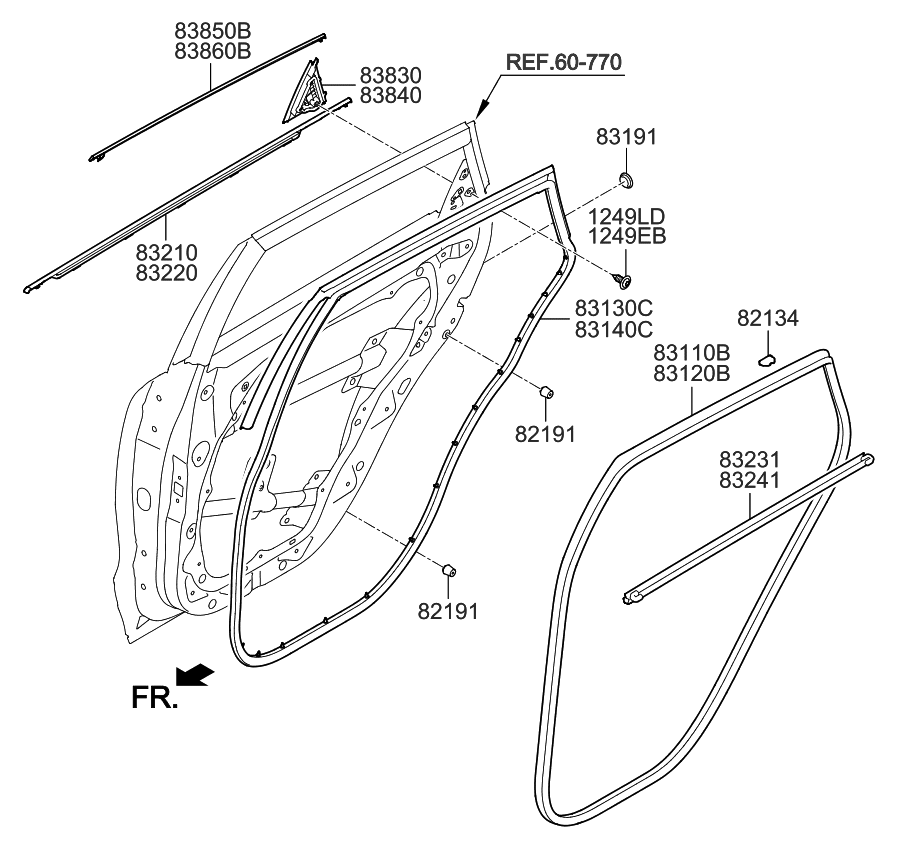 83860G5000 - Genuine Kia MOULDING ASSEMBLY-REAR DOOR