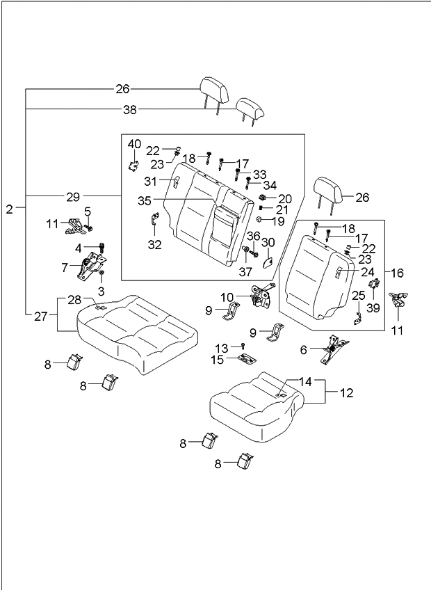 2004 Kia Sorento Rear Seat - Kia Parts Now